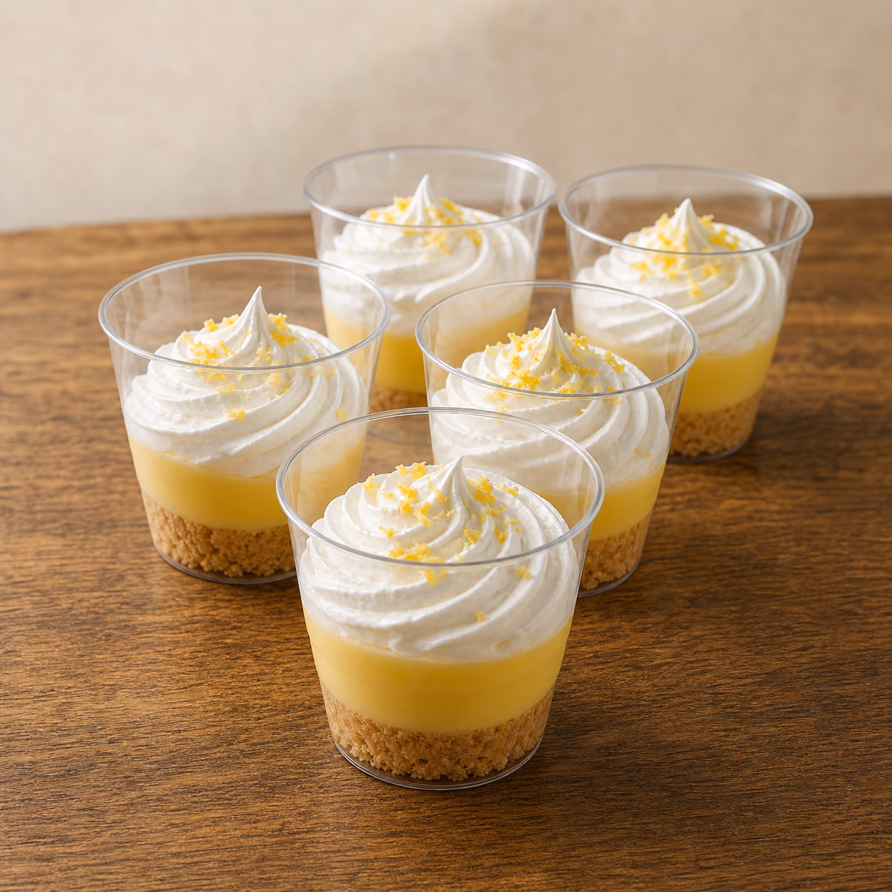 Vasos de pie de limón preparados por Dulce Encanto.
